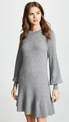 AUTUMN CASHMERE BISHOP SLEEVE CASHMERE RUFFLE DRESS