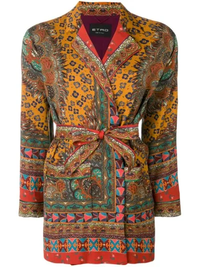 Etro Printed Wool Jacket In Brown