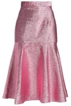 HOUSE OF HOLLAND WOMAN FLARED LUREX MIDI SKIRT PINK,GB 3024088872816036