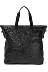 RICK OWENS RICK OWENS WOMAN CRINKLED COATED COTTON-CANVAS TOTE BLACK,3074457345619206775