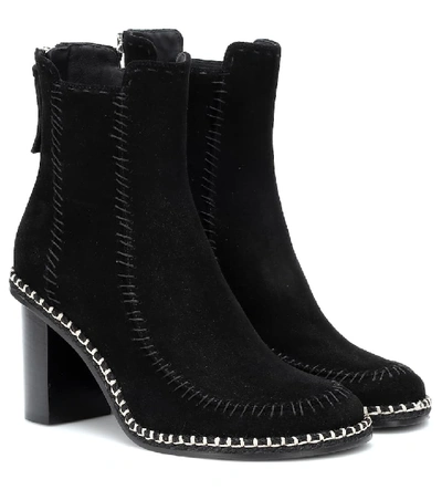 Jw Anderson Scarecrow Stitched Suede Bootie In Black