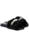 SIMONE ROCHA Embellished faux-fur slides,P00329624