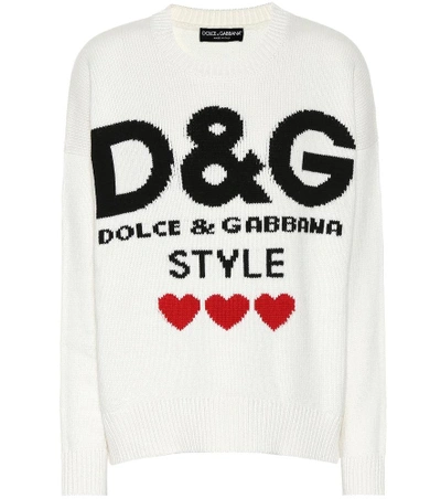 Dolce & Gabbana Intarsia Cashmere Jumper In White