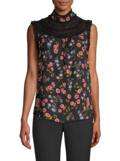 Kate Spade Meadow Lace-trim Sleeveless Top In Black