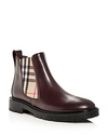 Burberry Vintage Check Detail Leather Chelsea Boots In Oxblood