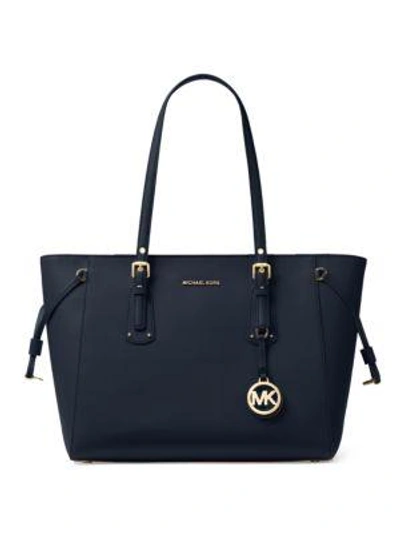 Michael Michael Kors Voyager Medium Leather Tote In Admiral