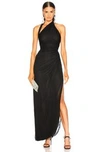 ALEXANDER MCQUEEN DRAPE JERSEY HALTER GOWN,AMCQ-WD140