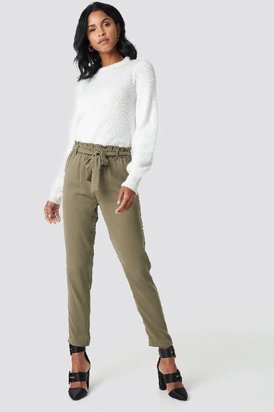 Na-kd Tied Waist Pants - Green In Khaki Green