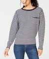 LUCKY BRAND COTTON STRIPED LONG-SLEEVE TOP