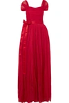 DOLCE & GABBANA BELTED SILK-CHIFFON GOWN