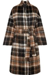 BRUNELLO CUCINELLI EMBELLISHED TARTAN ALPACA AND WOOL-BLEND COAT