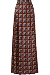 GUCCI Pleated printed silk-twill maxi skirt