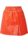 MIU MIU DISTRESSED LEATHER MINI SKIRT