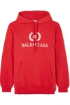 BALENCIAGA PRINTED COTTON-BLEND JERSEY HOODIE