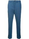 INCOTEX INCOTEX CROPPED TAILORED TROUSERS - BLUE
