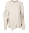 CHRISTOPHER KANE Neutral Crystal Cut Out Knit Jumper,2231058601052170812