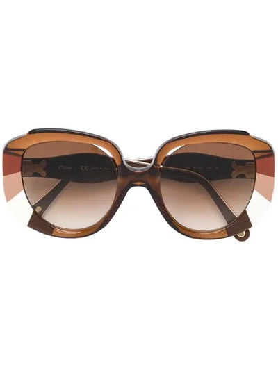 Chloé Eyewear 大号猫眼眼镜 - 棕色 In Brown