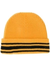 MAISON MARGIELA MAISON MARGIELA STRIPED RIB KNIT BEANIE - ORANGE