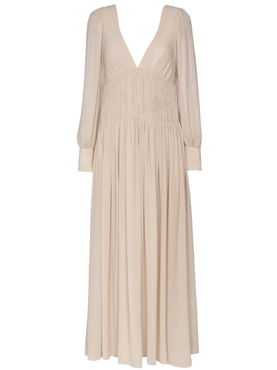 Stella Mccartney Carleigh Shirred Silk-georgette Maxi Dress In Nude/neutrals