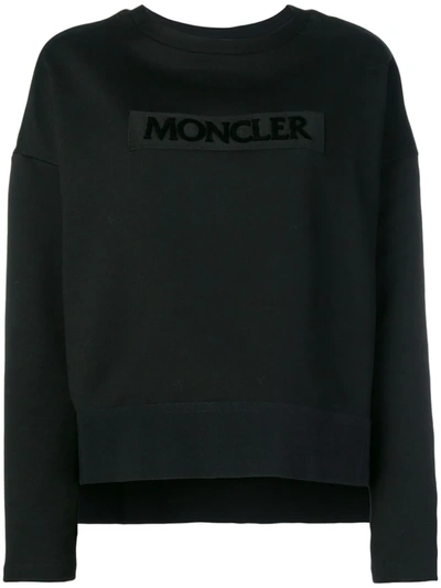 Moncler Maglia Logo-appliquéd Cotton Sweatshirt In Black