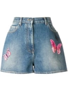 VALENTINO VALENTINO BUTTERFLIES PATCHWORK SHORTS - BLUE