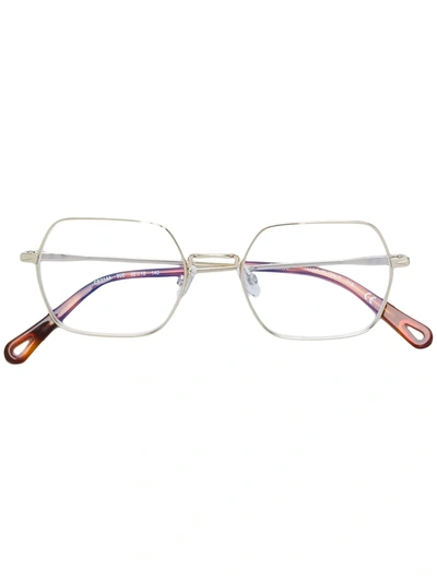 Chloé Rectangular Frame Glasses In Metallic