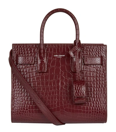 SAINT LAURENT NANO SAC DE JOUR CROC-EMBOSSED TOTE BAG,14857113