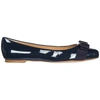 Ferragamo Varina Bow-embellished Patent-leather Ballet Flats In Blue