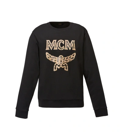 Mcm Metallic Trimmed Logo Sweatshirt In Black