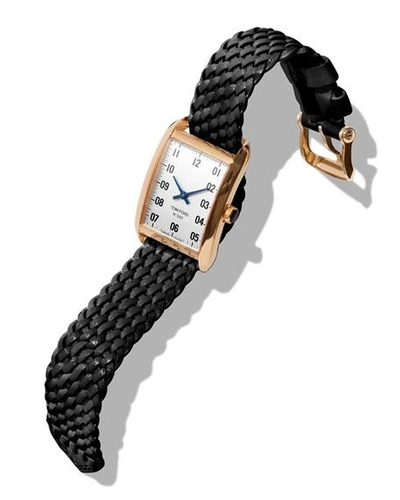 Tom Ford Men's 40x27 18k Gold Braided-leather Medium Watch, White/black