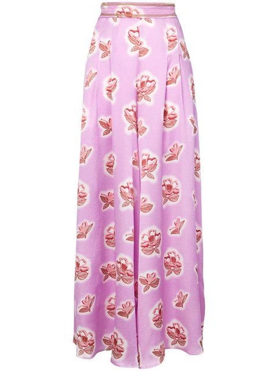 Peter Pilotto Floral-print Wide-leg Silk Trousers In Pink