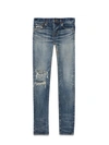 SAINT LAURENT Saint Laurent Low-rise Skinny Jeans In Faded Blue Destroy Denim,10700017