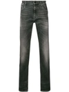 7 For All Mankind Tapered Stonewashed Jeans In Vintage Grey