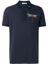 VALENTINO VALENTINO DRAGONFLY EMBROIDERED POLO SHIRT - BLUE