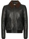 SAINT LAURENT SHEARLING COLLAR LEATHER FLIGHT JACKET