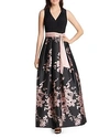 ELIZA J FLORAL BELTED BALL GOWN,EJ8M9952