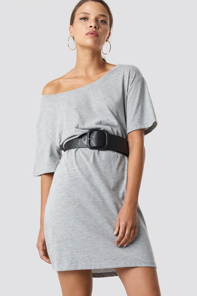 Na-kd Urban One Shoulder T-shirt Dress Grey In Grey Melange