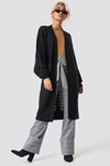 NA-KD LONG KNITTED CARDIGAN - BLACK