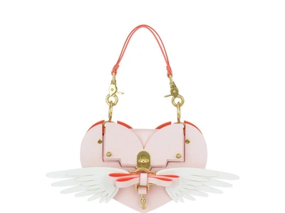 Niels Peeraer Wings Heart Leather Shoulder Bag In Pink/white