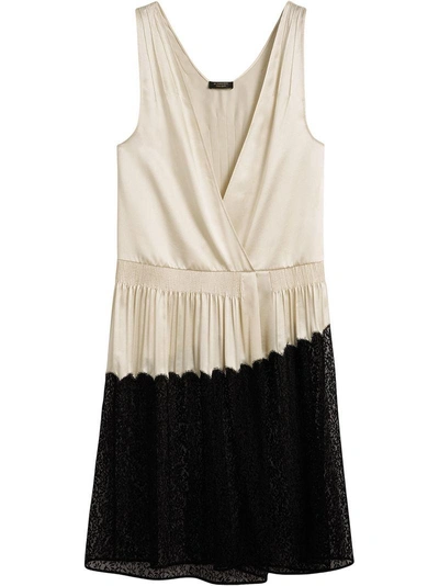 Burberry Silk Satin And Lace Sleeveless Dress In Neutrals
