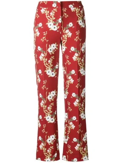 Act N°1 Floral Wide-leg Trousers In Red