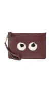 ANYA HINDMARCH SHEARLING EYES WRISTLET