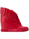 CASADEI CASADEI PLEATED WEDGE SNEAKERS - RED