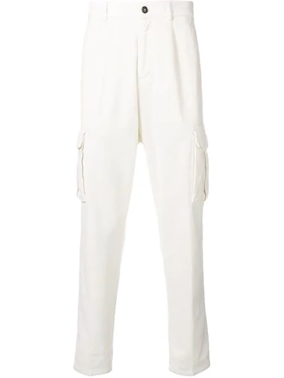 Eleventy Straight-leg Cargo Trousers In White