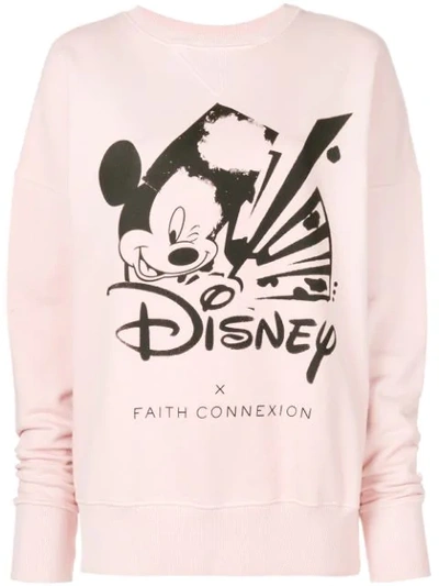 Faith Connexion Disney Mickey Mouse Print Sweatshirt In Rosa