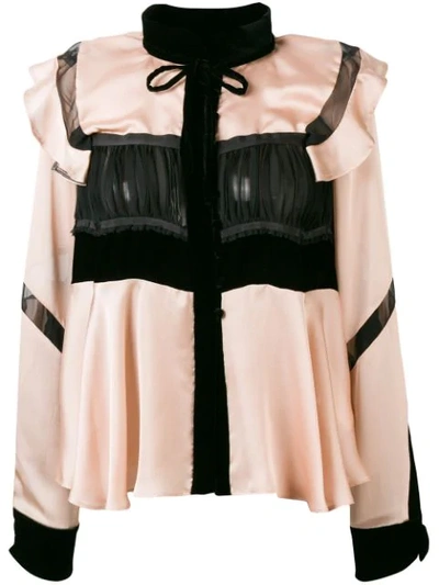 Sacai Ruffled Front Blouse In Pink
