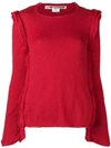 Comme Des Garçons Raw Hem Sweater In Red