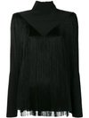 Givenchy Fringed Silk Crepe De Chine Turtleneck Blouse In Black
