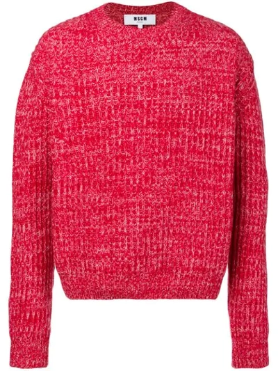 Msgm Chunky Mesh Knit Sweater In Red