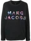 Marc Jacobs Embellished Cotton-jersey Sweatshirt In Black